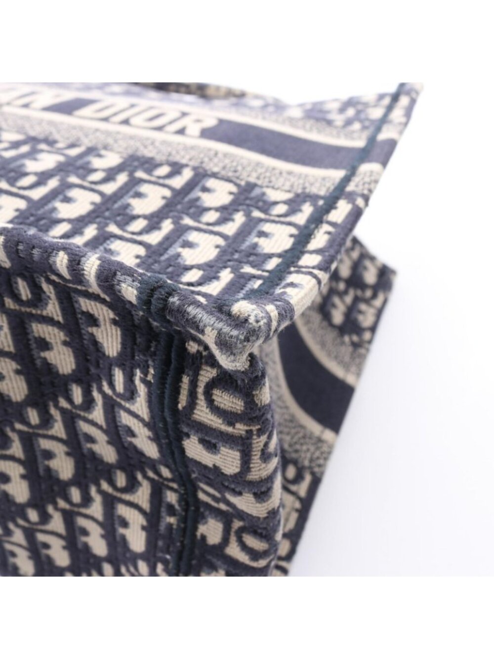 Dior Tote Book Oblique Embroidery Navy Canvas - Picture 5 of 6